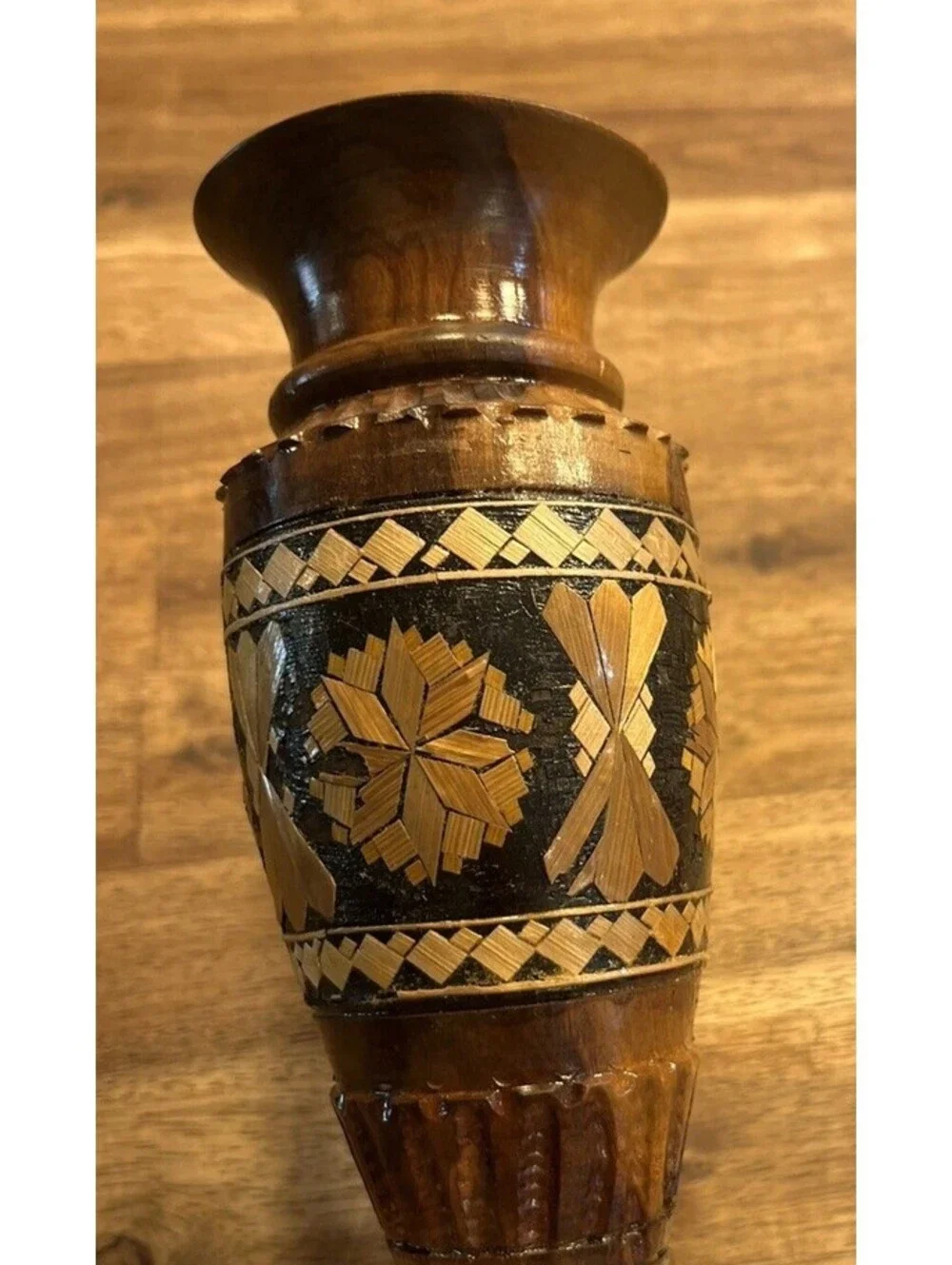 Handmade Wood Bud Vase Hand Carved Turned Vintage 9
